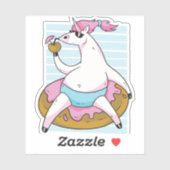 Funny Fat Unicorn Pool Chilling Inflatable Sticker (Vel)