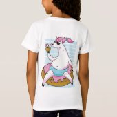 Funny Fat Unicorn Pool Chilling Inflatable T-shirt (Achterkant)