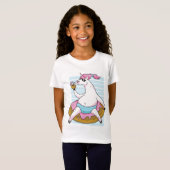 Funny Fat Unicorn Pool Chilling Inflatable T-shirt (Voorkant volledig)
