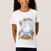 Funny Fat Unicorn Pool Chilling Inflatable T-shirt (Voorkant)