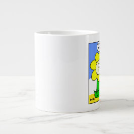 Funny Fat Yellow Flower op Diet Cartoon Tuinman Grote Koffiekop