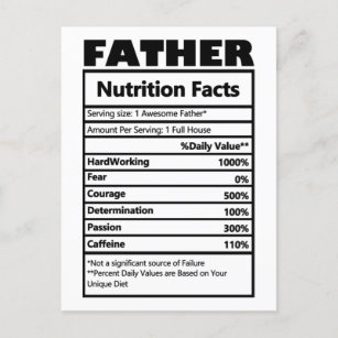 Funny Father Nutrition Facts Briefkaart