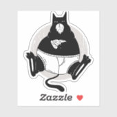 Funny Fathers Day Fat Cat Dad Eating Pizza Cartoon Sticker (Vel)