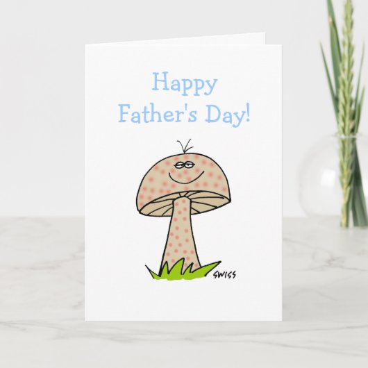 Funny Fathers Day Lovable Cartoon Fun Guy Mushroom Kaart (Voorkant)