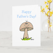 Funny Fathers Day Lovable Cartoon Fun Guy Mushroom Kaart (Gele Bloem)