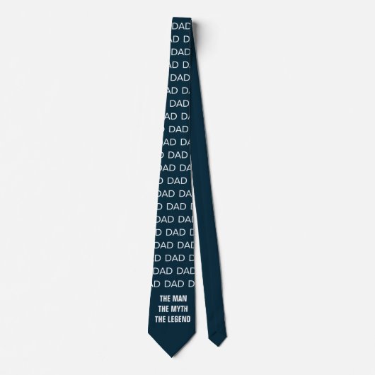 Funny Fathers Day Navy Blue Typography Stropdas (Voorkant)