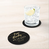 Funny Faux Gold Script Free Drinken Save the Date Ronde Kartonnen Onderzetter (Insitu)