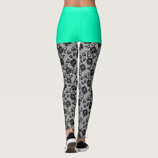 Funny Faux Zwart Kant Fishnet Leggings Faux Short (Achterkant)