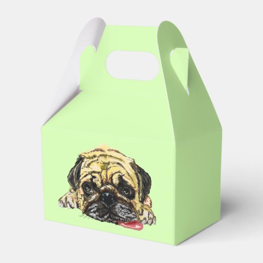 Funny Favor Box met Fun Tired Pug Dog Bedankdoosjes (Voorkant Zijde)