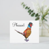 Funny fazant in pet feestdagenkaart (Staand voorkant)