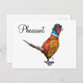 Funny fazant in pet feestdagenkaart (Voorkant / Achterkant)