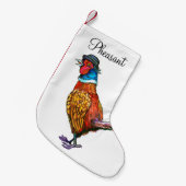 Funny fazant in pet kleine kerstsok (Voorkant (Hangend))