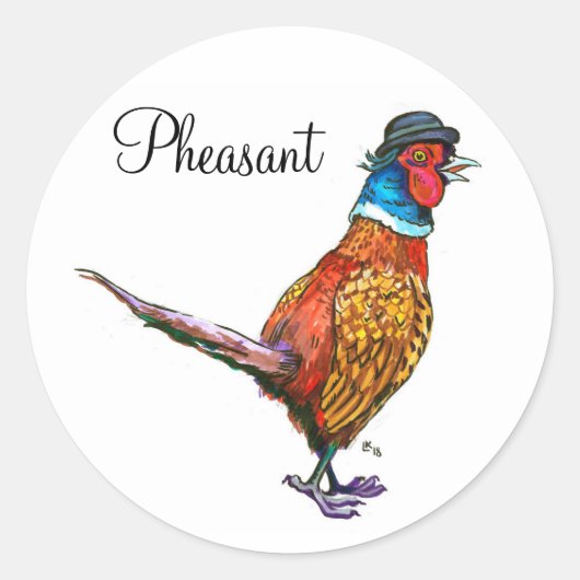 Funny fazant in pet ronde sticker (Voorkant)