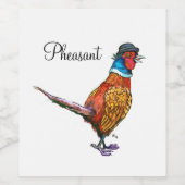 Funny fazant in pet wijn etiket (Enkel label)