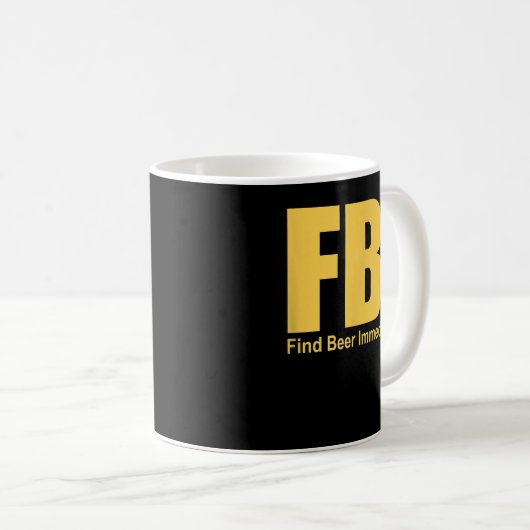 Funny FBI Find Beer Immediately Koffiemok (Voorkant rechts)