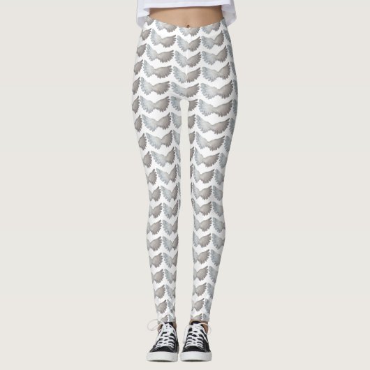 Funny Feathers Angel Wings Feather White Leggings (Voorkant)