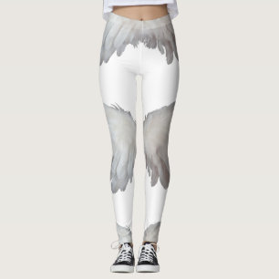 Funny Feathers Angel Wings Feather White Leggings