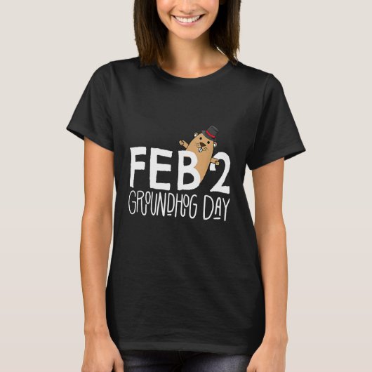 Funny Feb 2 Groundhog Day Phil Cute Ground Hog Pun T-shirt (Voorkant)