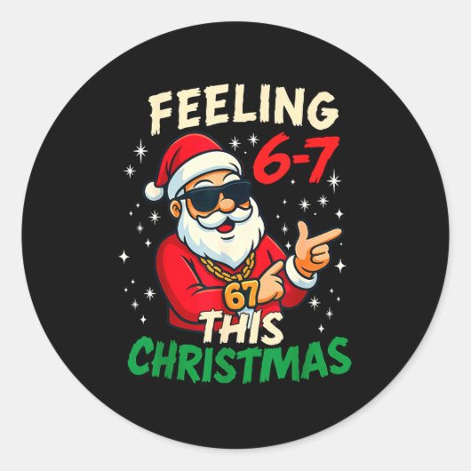 Funny Feeling 67 This Christmas Six Seven Meme Kid Ronde Sticker (Voorkant)