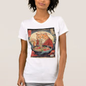  Funny Feline Eating  Ramen Japanese Ukiyo-e Style T-shirt (Voorkant)