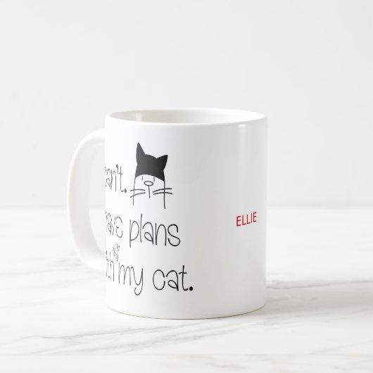Funny Feline Pardon, ik heb geen plannen met kat. Koffiemok (Voorkant links)
