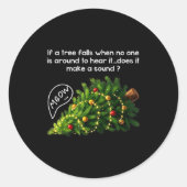 Funny Felines Pushing Christmas Tree Ugly Xmas Paj Ronde Sticker (Voorkant)
