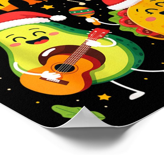 Funny Feliz Navidad Avocado Tacos Mexican Christma Poster (Hoek)
