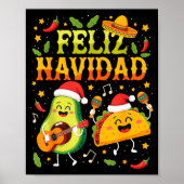 Funny Feliz Navidad Avocado Tacos Mexican Christma Poster (Voorkant)