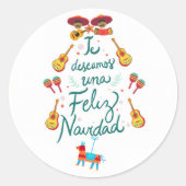 Funny feliz navidad ronde sticker (Voorkant)