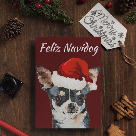 Funny Feliz Navidog Chihuahua Feestdagenkaart