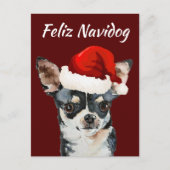 Funny Feliz Navidog Chihuahua Feestdagenkaart (Voorkant)