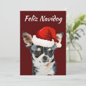 Funny Feliz Navidog Chihuahua Feestdagenkaart (Staand voorkant)