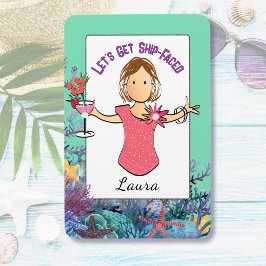 Funny Female Cartoon Tropical Vacation Cruise Magneet