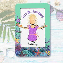 Funny Female Cartoon Tropical Vacation Cruise Magneet