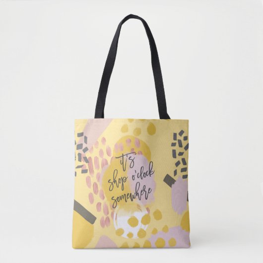 Funny Feminine Abstract Pattern Shopping Quote Tote Bag (Voorkant)