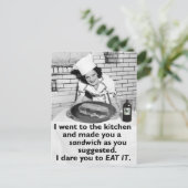 Funny Feminist maakt me een Sandwich Briefkaart (Staand voorkant)