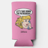 Funny Feminist Pop Art Anti Patriarchy Custom Roze Seltzer Blikjeskoeler (Achterkant)