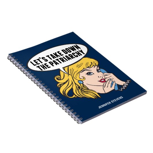 Funny Feminist Pop Art Anti Patriarchy Quote Woman Notitieboek (Rechterzijde)