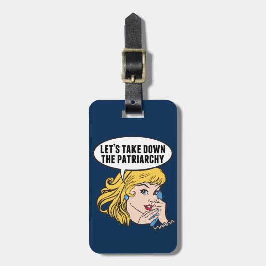 Funny Feminist Pop Art Anti Patriarchy Retro Women Bagagelabel (Voorkant verticaal)