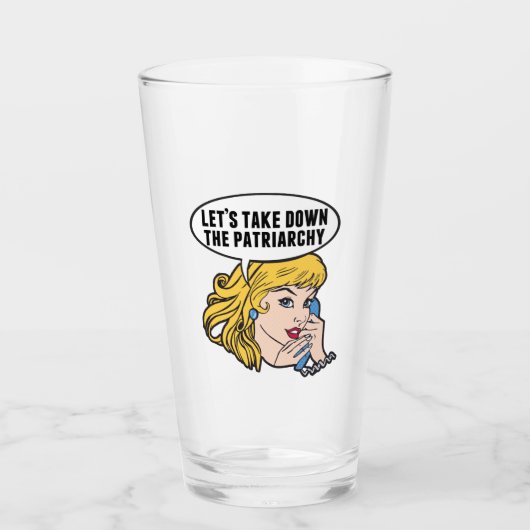 Funny Feminist Pop Art Anti Patriarchy Retro Women Glas (Voorkant)