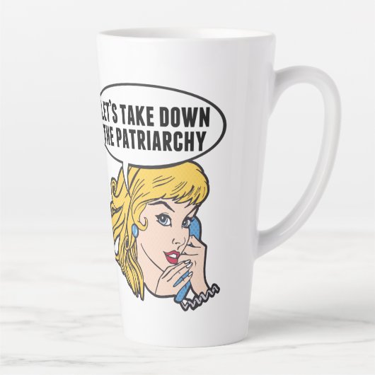 Funny Feminist Pop Art Anti Patriarchy Retro Women Latte Mok (Rechts)