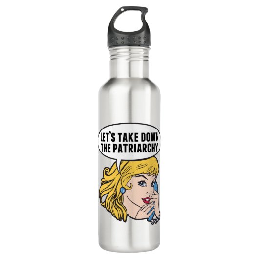 Funny Feminist Pop Art Anti Patriarchy Retro Women Waterfles (Voorkant)
