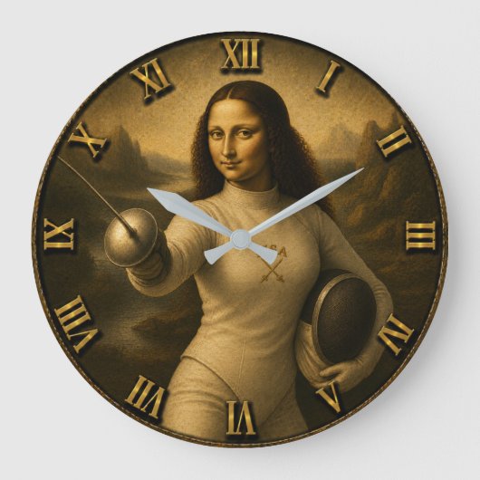 Funny Fencing Mona Lisa Épée Foil Saber Gift Grote Klok (Voorkant)
