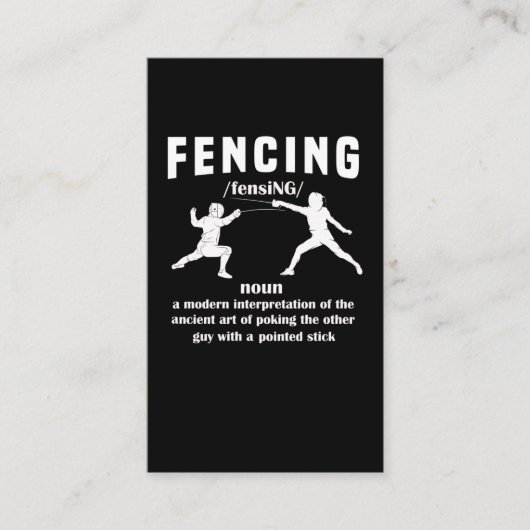 Funny Fencing Sports Sword Fencer Humor Visitekaartje (Voorkant)