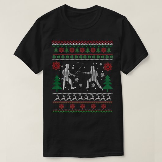 Funny Fencing Ugly kerstSweater Santa Gift T-shirt (Design voorkant)