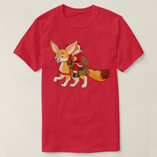 Funny Fennec Fo Lover Santa Riding Fennec Chris T-shirt (Design voorkant)