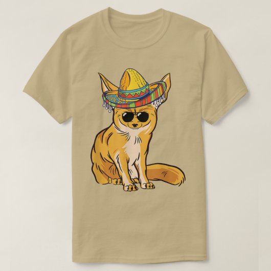 Funny Fennec voor Sombrero Meican Sunglass Fennec  T-shirt (Design voorkant)