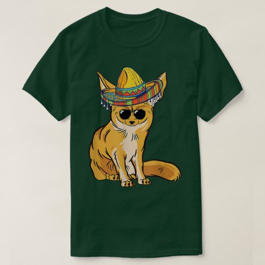 Funny Fennec voor Sombrero Meican Sunglass Fennec T-shirt (Design voorkant)