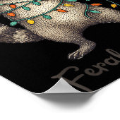 Funny Feral And Festive Raccoon Santa Hat Retro Ch Poster (Hoek)