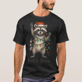 Funny Feral And Festive Raccoon Santa Hat Retro Ch T-shirt (Voorkant)